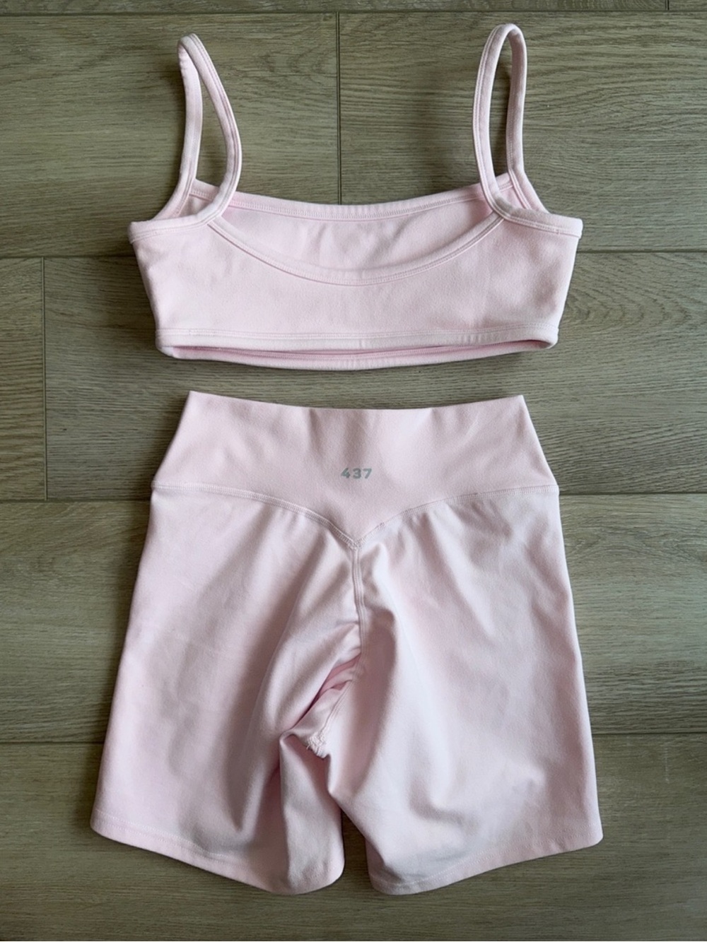437 Micro Bra + Bike Shorts in Powder Pink - Picture 4 of 5